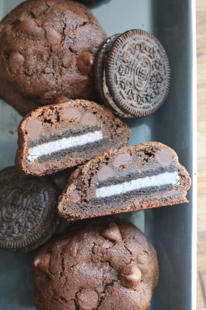 Oreo Stuffed Chocolate Cookies.