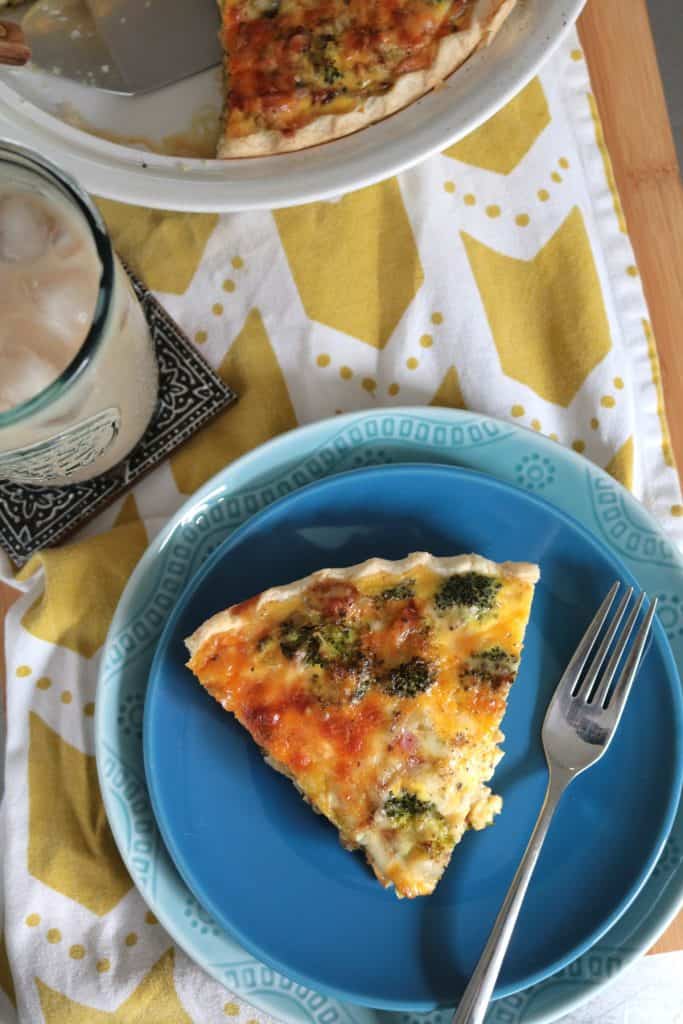 Broccoli Quiche on a Plate.