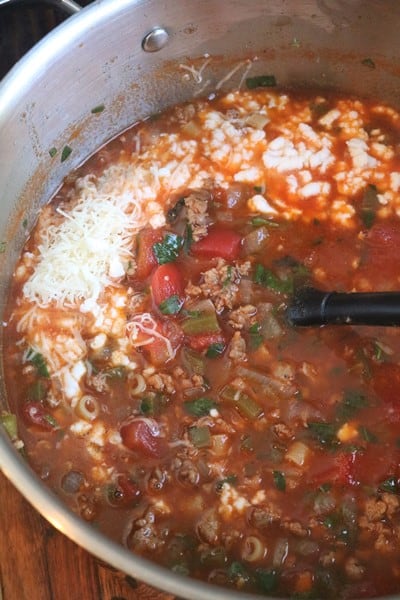 Lasagna Soup in a large pot