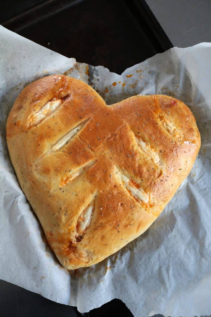Sausage Lasagna Heart-Shaped Calzone.