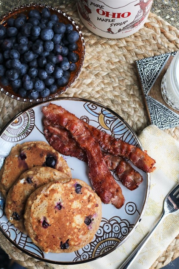 Healthy Whole Wheat Blueberry Cottage Cheese Pancakes