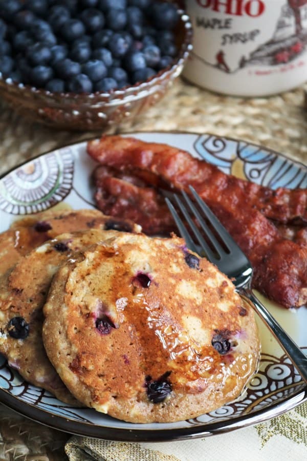 Blueberry Whole Wheat Cottage Cheese Pancakes