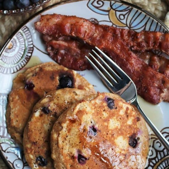 Whole Wheat Blueberry Cottage Cheese Pancakes