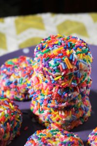 Birthday Cake Oreo Cheesecake Cookies Stacked.