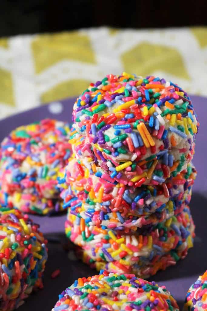 Birthday Cake Oreo Cheesecake Cookies Stacked.