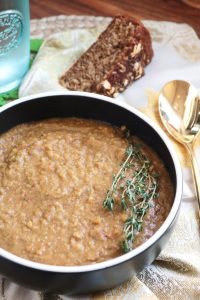 Split Pea Soup with Bacon, served with Guinness Bread.
