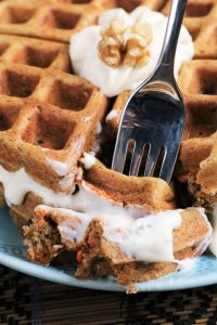 Carrot Cake Waffles with Maple Cream Cheese