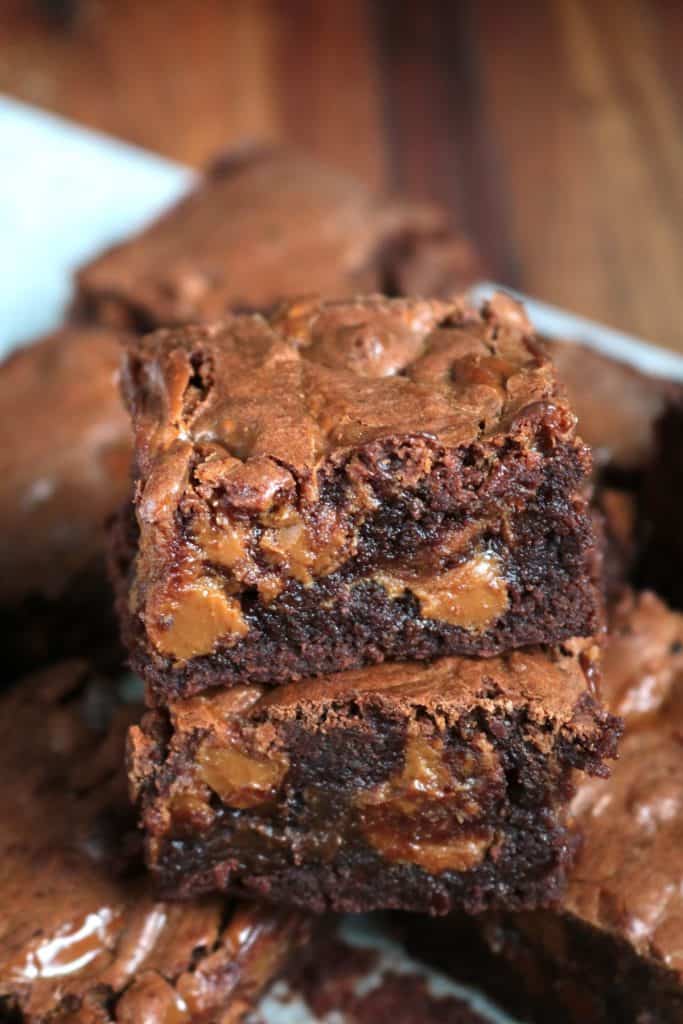Dulce de Leche Brownies Stacked.