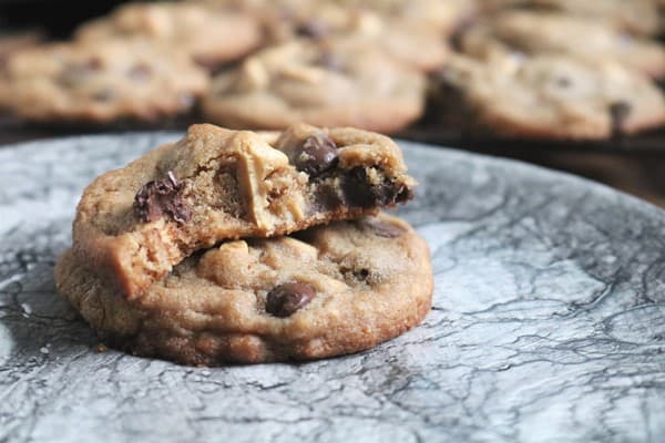 Malted Chocolate and Peanut Butter Chip Cookies #chewycookies