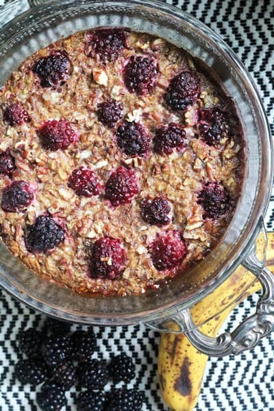 Overnight Baked Oatmeal #Blackberry #Banana