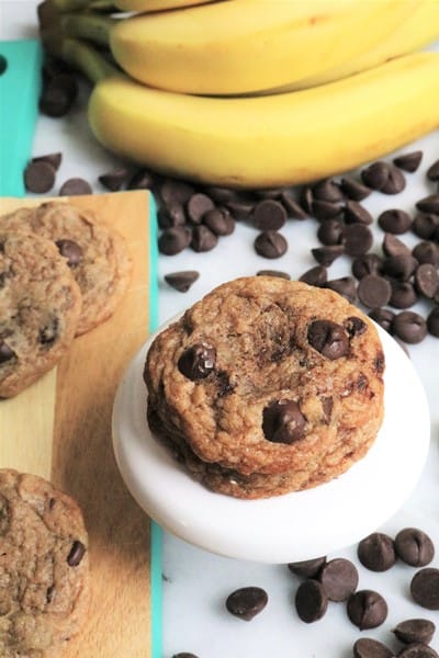Dark Chocolate Peanut Butter Banana Cookies #cookies