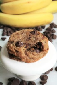 Dark Chocolate Peanut Butter Banana Cookies with a bite