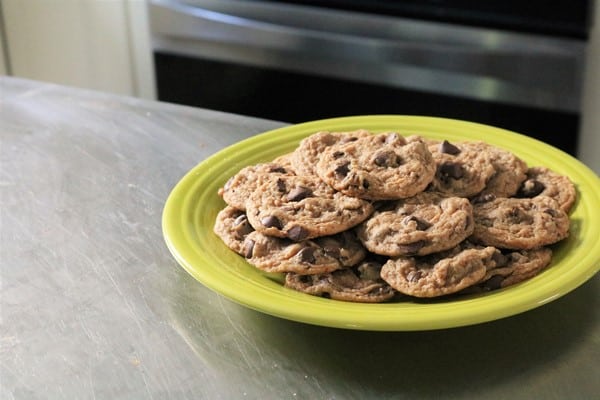 Plate of Dark Chocolate Peanut Butter Banana Cookies