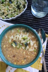 Fresh Corn Chowder with Zucchini and Orzo