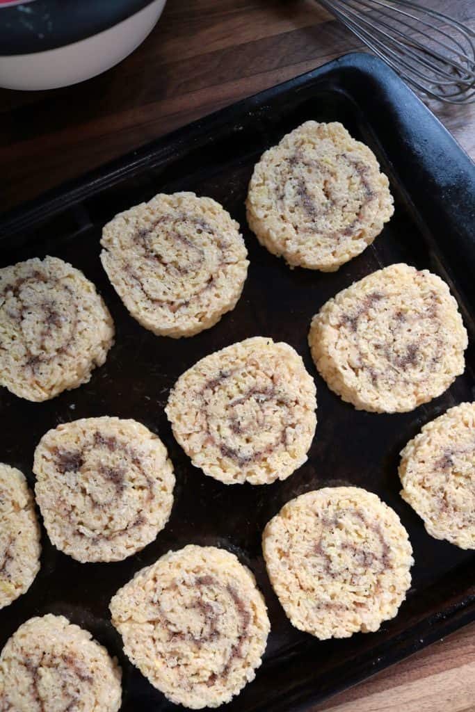 Cinnamon Roll Rice Krispies Treats without Icing.