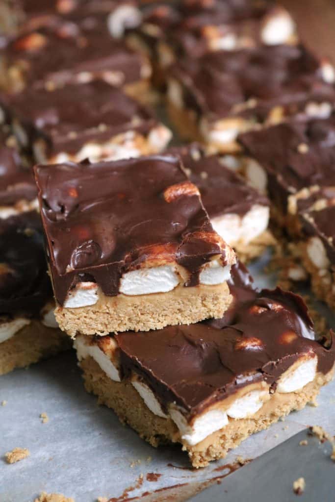 No Bake Peanut Butter S'mores Bars.