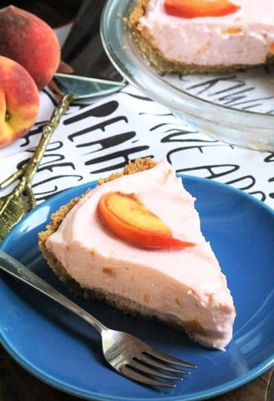 Slice of Peach Greek Yogurt Pie