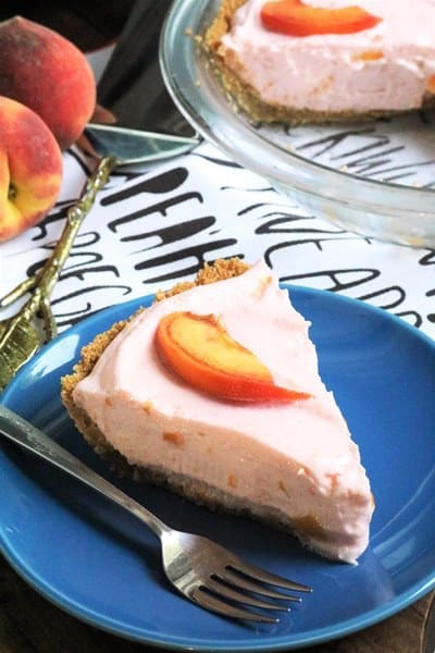 Slice of Peach Greek Yogurt Pie