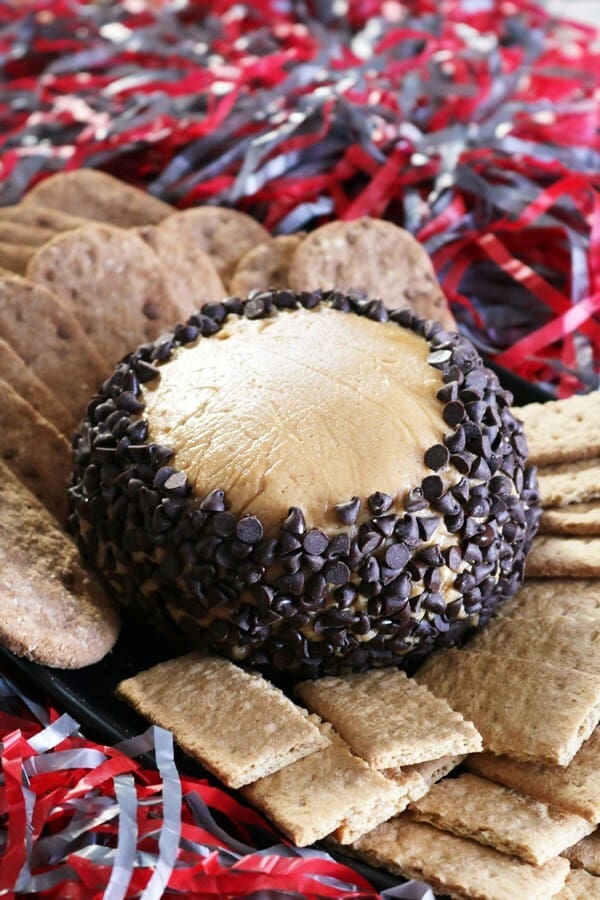 Buckeye Cheese Ball with Graham Crackers.