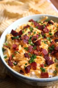 Loaded Baked Potato Dip in bowl.