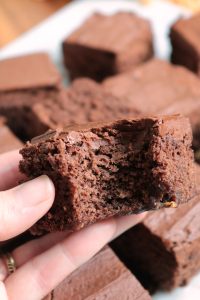 Root Beer Cake Brownies in hand.