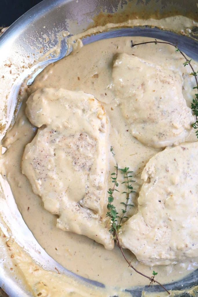 One Skillet Chicken with Mustard Cream Sauce.