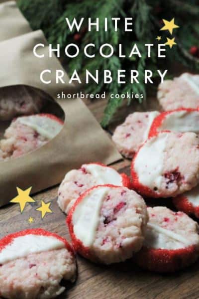 White Chocolate Cranberry Shortbread Cookies #cookieexchange #holidaybaking