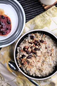 Overnight, Slow Cooker Eggnog Cranberry Steel-Cut Oatmeal
