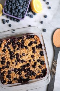 Meyer Lemon Blueberry Baked Oatmeal.