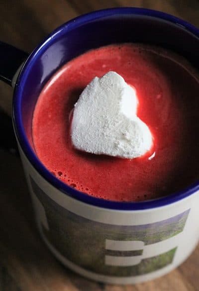 Red Velvet Hot Cocoa Mix with Cream Cheese Heart Marshmallow