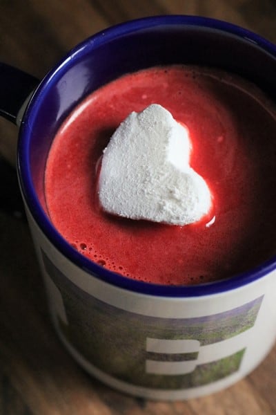 Red Velvet Hot Cocoa Mix with Cream Cheese Heart Marshmallow