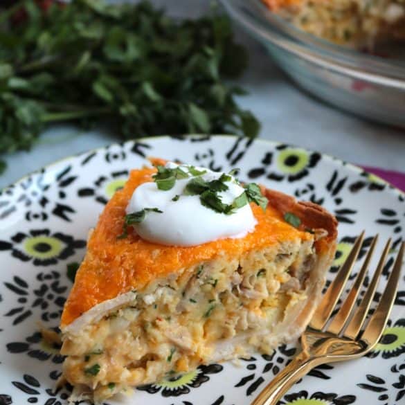 Cheesy Chicken Quesadilla Pie Slice.