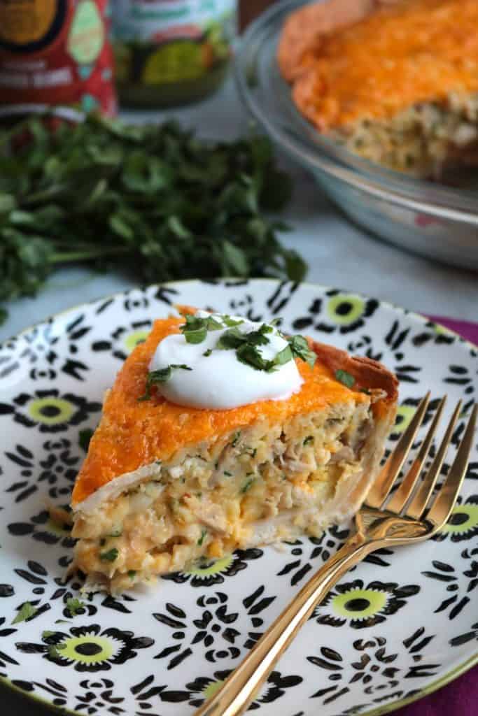 Cheesy Chicken Quesadilla Pie Slice.