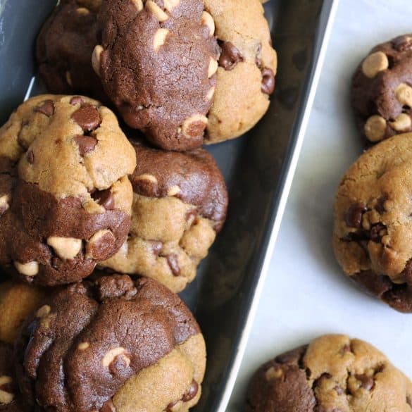 Dark Chocolate Peanut Butter Half & Half Cookies.