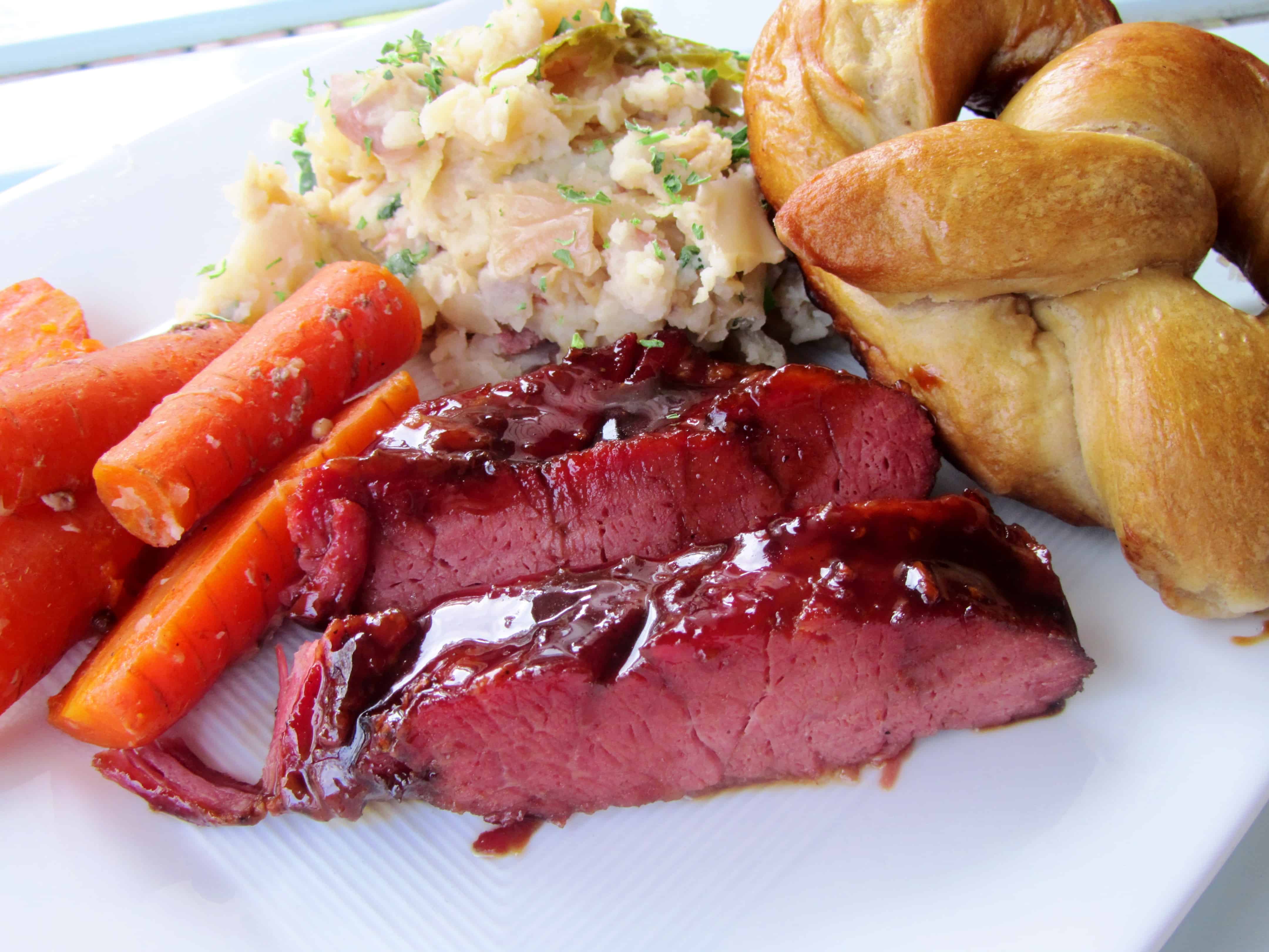 Hoisin Glazed Corned Beef with Colcannon