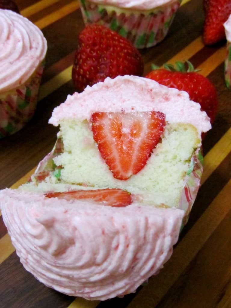 Strawberry Stuffed Cupcakes 2