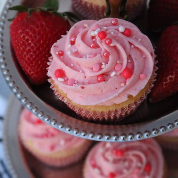 Strawberry Stuffed Cupcakes.