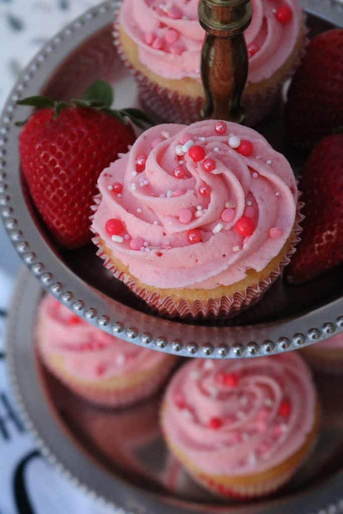 Strawberry Stuffed Cupcakes.