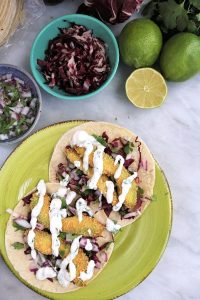 Oven-Fried Avocado Tacos with Cilantro Lime Creme