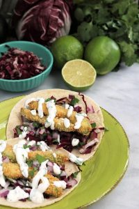 Homemade Oven-Fried Avocado Tacos with Cilantro Lime Creme
