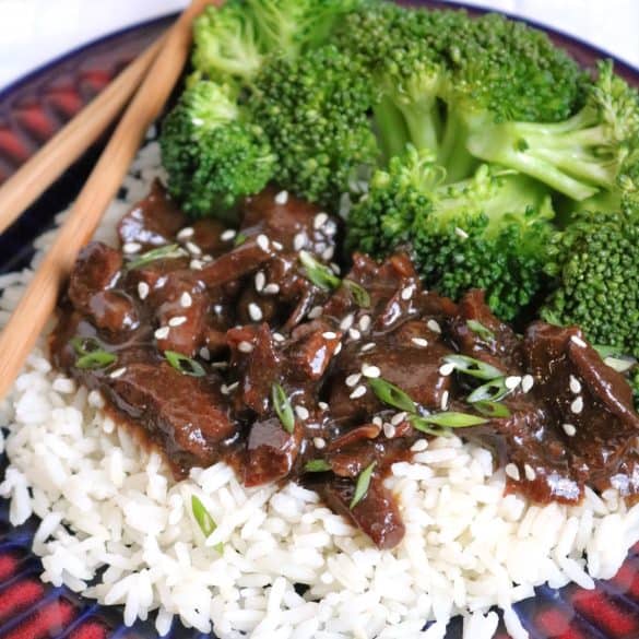 Slow Cooker Beef & Broccoli over Rice.