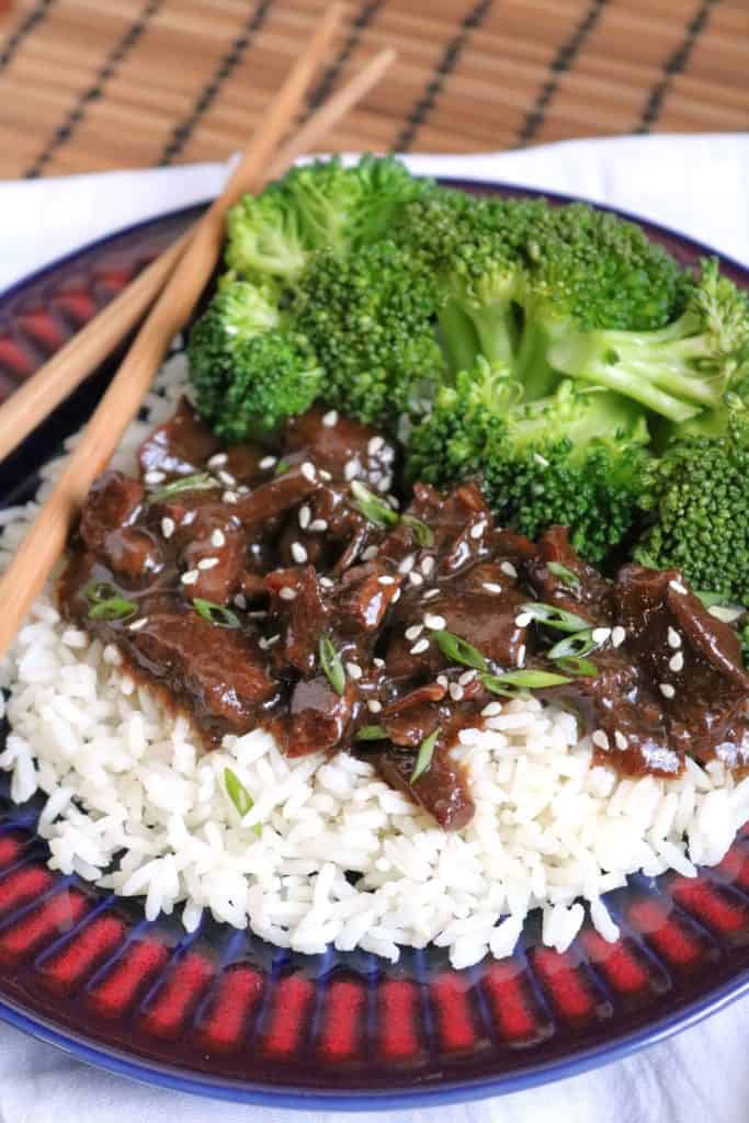 Slow Cooker Beef & Broccoli over Rice.