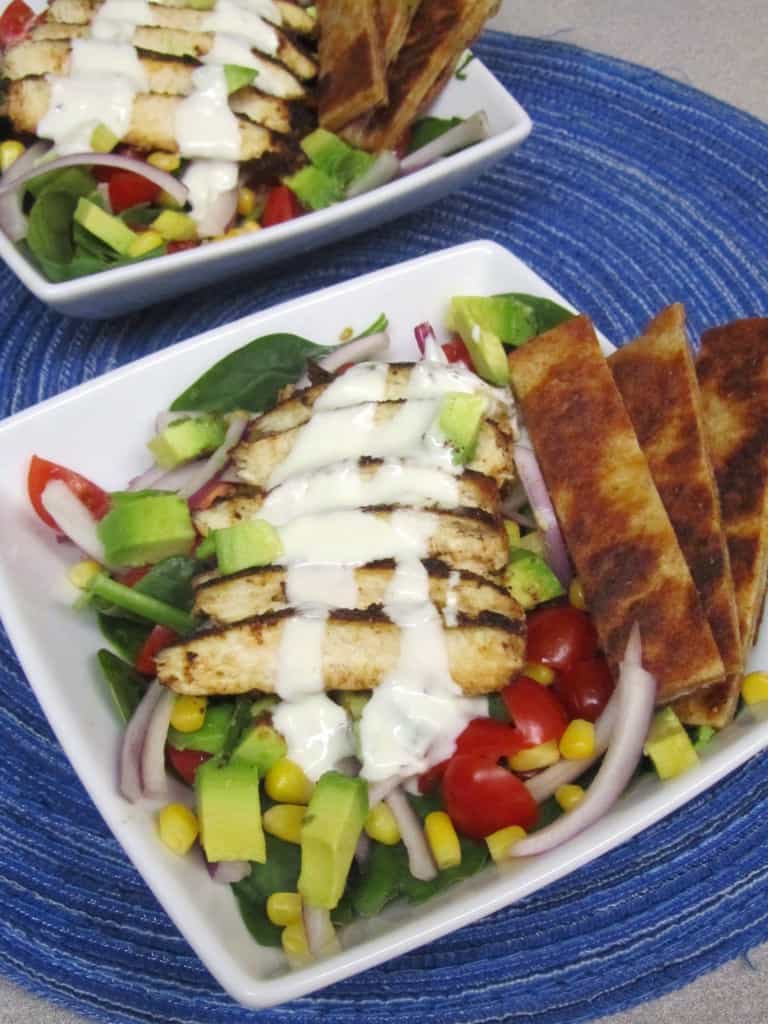 Chicken Taco Salad with Quesadilla Strips