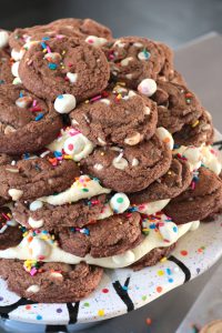 Chocolate Funfetti Stacked Cookie Cake.