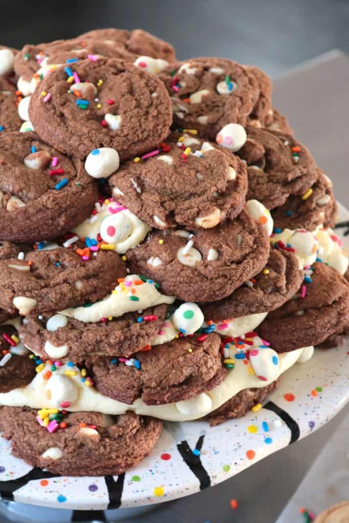 Chocolate Funfetti Stacked Cookie Cake.
