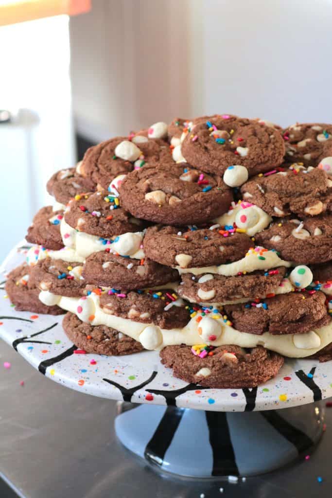 Chocolate Funfetti Cookie Stack Cake.