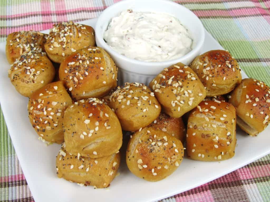 Everything Bagel Bites with BaconScallion Cream Cheese Dip The