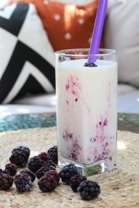 Vanilla Milkshake with Blackberry Swirl