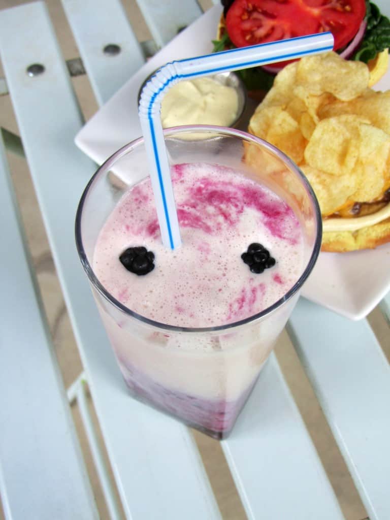 Vanilla Bean-Nutmeg Milkshake with Blackberry Swirl