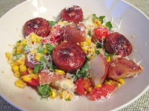 Baby Potatoes with Tomato Corn Saute